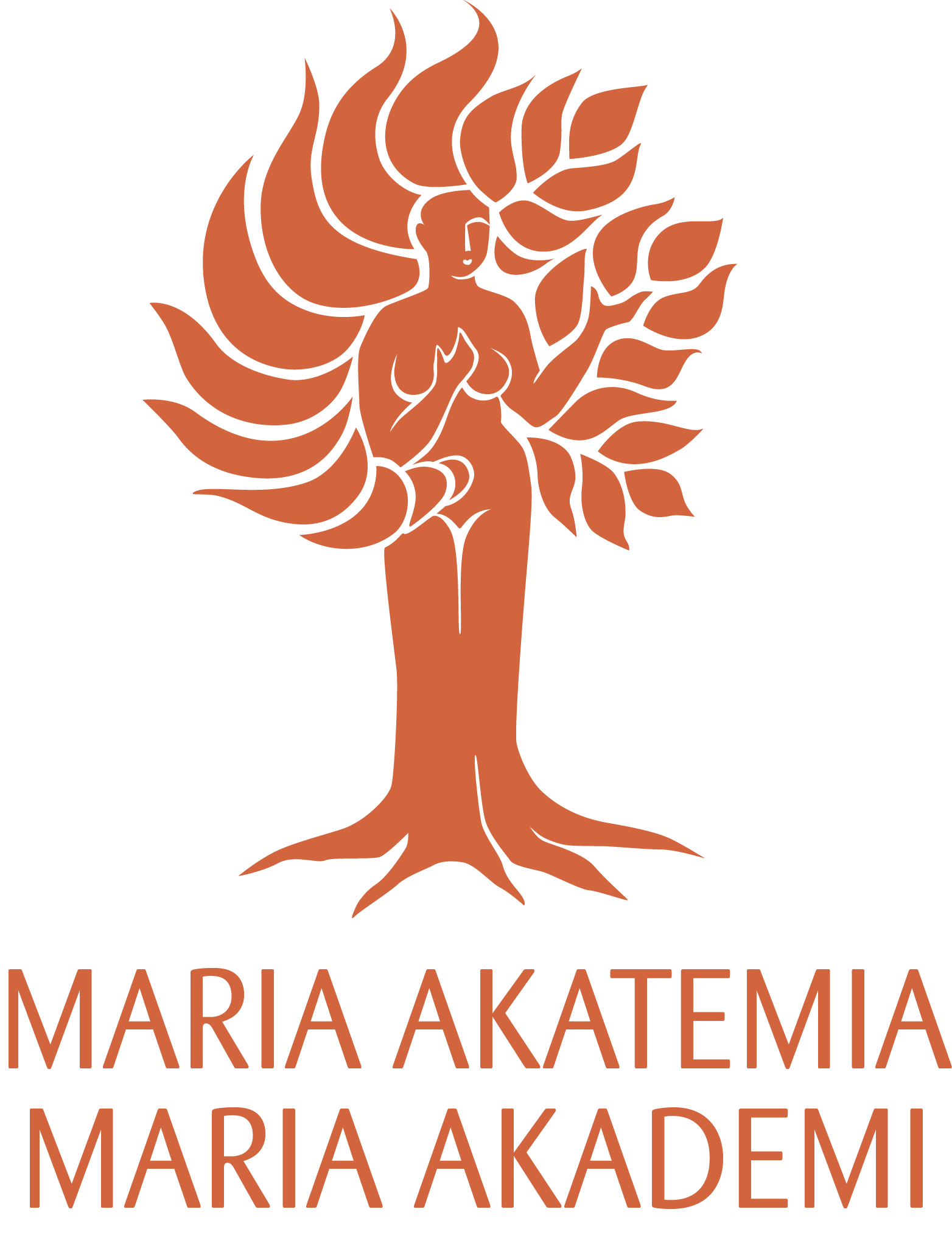 maria akatemian logo: oranssi puuhahmo ja teksti maria akatemia maria akademi
